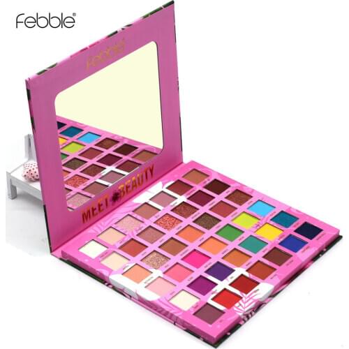 FEBBLE 42 colors Eye Shadow Palette Matte Shimmer Glitter Eyeshadow Powder Pressed Pigment Makeup Set Fullcolor Smooth Cosmetics