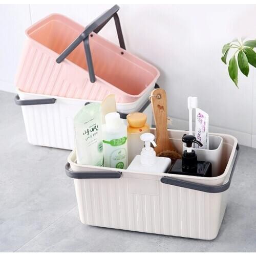 Plastic Portable Bath Basket Bathroom Clothes Shower Gel Bath Organizer Baby Stuff Home Desktop Snack Debris Kitchen Organiser