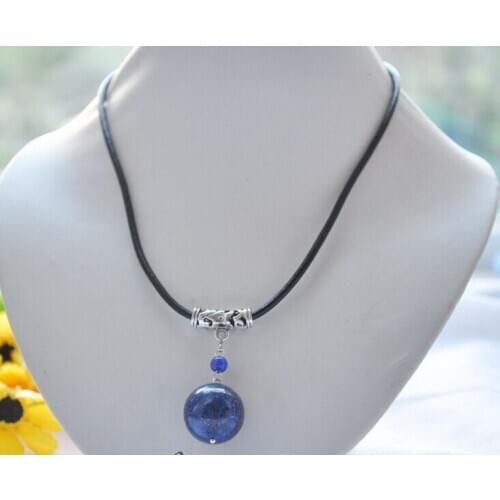 18" 20mm nature Lapis lazuli necklace pendant