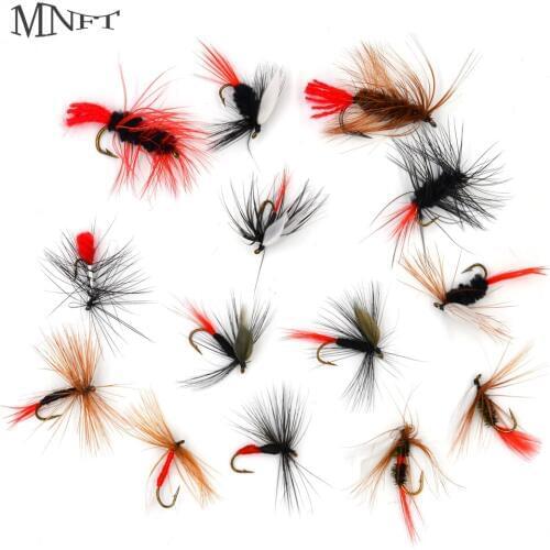 MNFT 10Pcs Fishing Lure Fly Insects Different Style Salmon Flies Mosquito Trout Single Dry Fly Fishing Lures Hooks Size #6#10#12