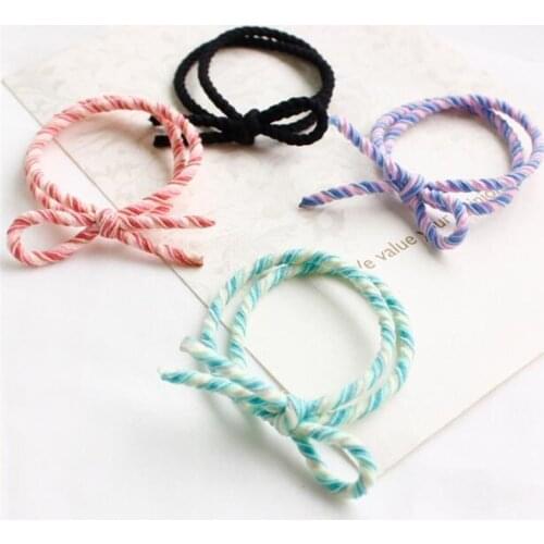 Fashion Women Basic Stripe Nylon Elastic Hair Bands Ponytail Hair Scrunchie Rubber Bands Headband Hair Accessories Headwear