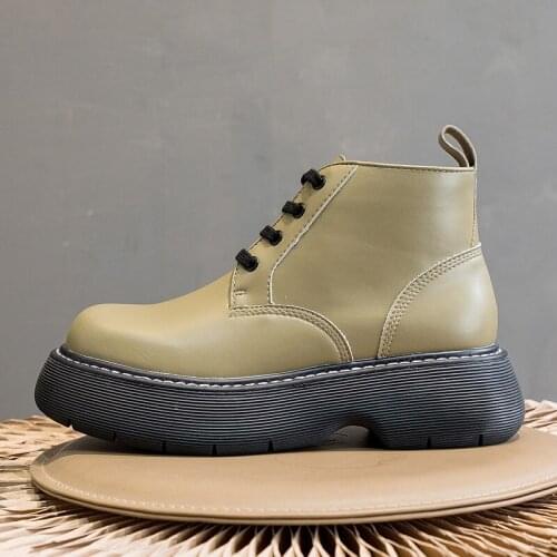 TYDZSMT Chunky Boots Women Autumn Shoes Ladies PU Leather Waterproof Rain Boots Woman Motorcycle Boots Womens Platform Shoes