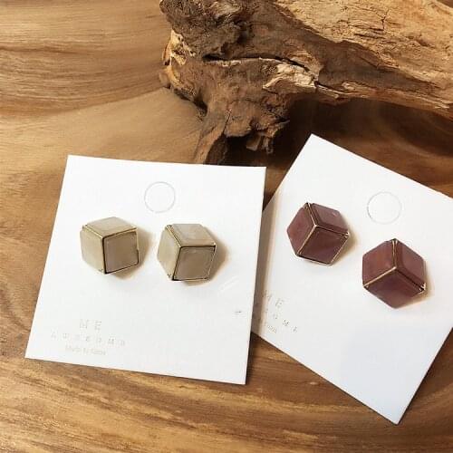 Retro Ancient Fashion Contracted Earring Temperament Joker Geometric Square Small Public Ear Act The Role Ofing Tide