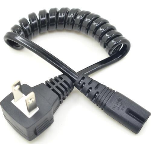 JP US Plug NEMA 1-15P 2PIN To IEC 60320 C7 AC Short Portable Cord 2 Prong Plug 20cm PU Retractable Spring Power cable 10-30cm
