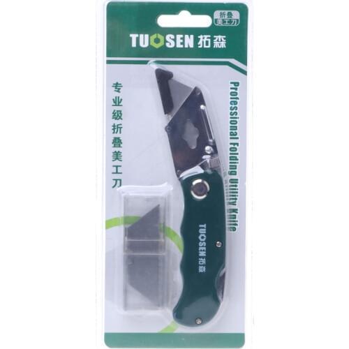 Stainless Steel Folding Utility Knife Woodworking Outdoor Camping w/ Five Blades