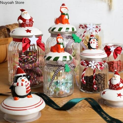 Glass Sealed Jar Grain Dispenser Storage Jar Christmas Candy Jar Snack Jar Kitchen Storage Tool Home Decoration Accessories