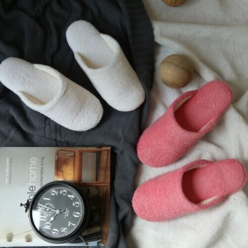 Women cotton slippers Japanese solid color warm shoes breathable thick-soled indoor home shoes male couple 2020 hotsales female
