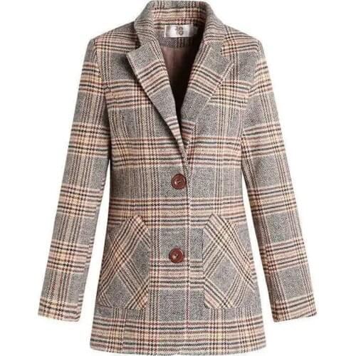 Trench Coat Mother Spring Coat Short Plaid Suit Fashion 2021 New Middle-Aged Womens Tops Autumn Mom Jackets Jemme Overcoat b4