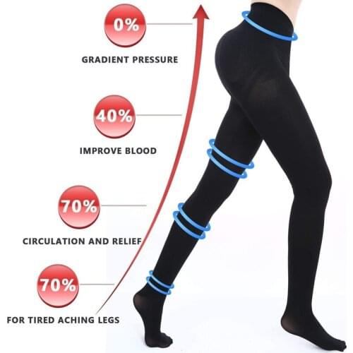 Slimming Compression Pantyhose Women 15-20mmHg Opaque Stocking Medical Quality Graduated Support Hose for Vericose Veins
