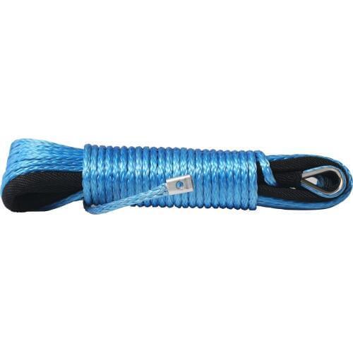 Comily Plus+ Strong Durable 3/16" x50' 5500Lbs UHMWPE Basic Car Winch Rope with Thimble Sheath and Hook-Blue Color