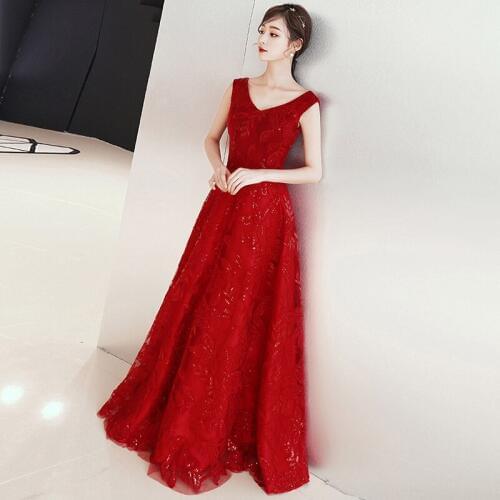 Wine Red V-Neck A Line Evening Dresse 2018 New Haute Couture Sleeveless Banquet Party Dress Evening Gowns vestido de festa