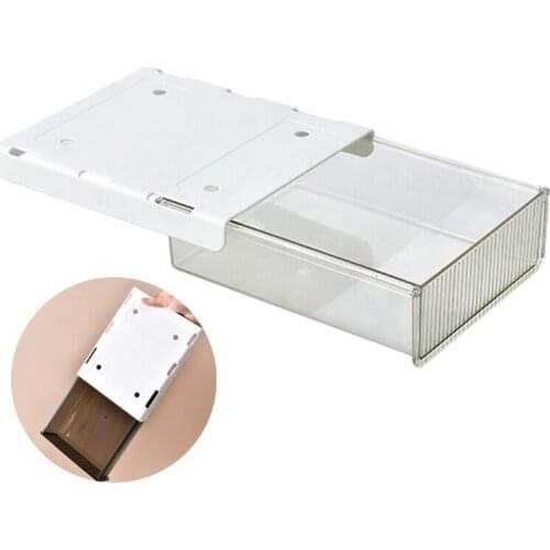 2021 New Under Table Drawer Hidden Storage Box Self Adhesive Pen Pencil Tray Holder Desk Office Stationery Sundries Organizer