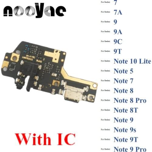 Original For Xiaomi Redmi 7 7A 9 9C 9A 9T Note 5 7 8 8T 9 10 9s Lite USB Charging Port Dock Plug Flex Cable Microphone MIC Board