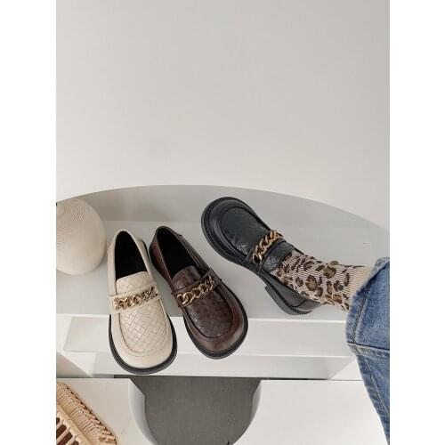 Big head leather shoes women 2021 spring new wild thick-soled shoes fashion cute single shoes British style womens shoes