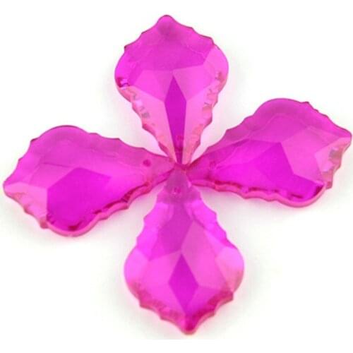 Rose Color 10pcs Crystal Maple Leaf Shape Pendants Chandelier Parts Lighting Prisms For Wedding Home Decoration