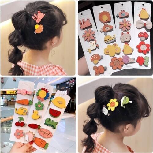 2/3/5PCS Cute Animal Flowers Bowknot Girl Princess Style Cartoon Hairpin Headdress Bowknot Children Duck Mouth Hair Clips