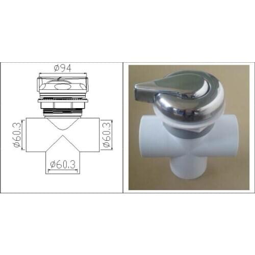 2" inch spa water diverter chromed/stainless steel & water selector water controller INVERSEUR DE POMPE 2 POUCES INOX