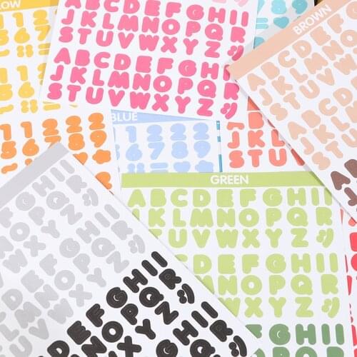 2 Sheets / Pack Candy Color Letter Stickers Scrapbooking Decoration Photo Album Decor Planner Decals Stationary Alphabet Sticker