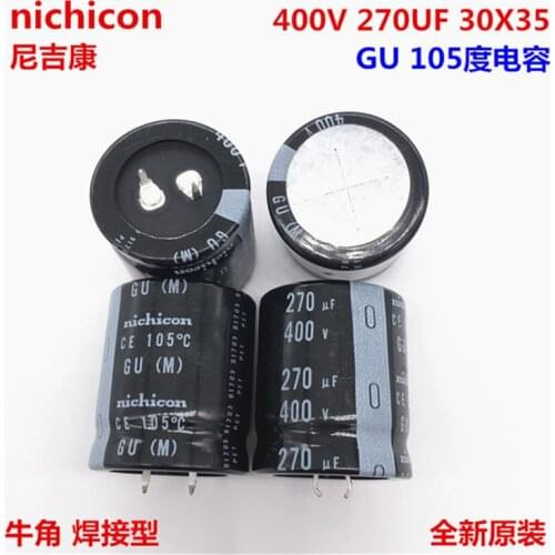 2PCS/10PCS 270uf 400v Nichicon GU 30x35mm 400V270uF Snap-in PSU Capacitor