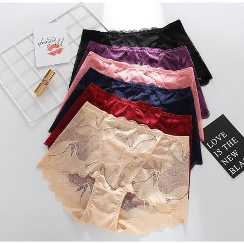 2pcs/lot Underwear Woman Sexy Lace Panties Plus Size Panty Transparent Cotton Briefs Intimates underpants New for women