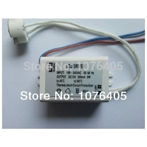 20pcs 12v Power Supply led driver AC/DC Adapter 6W 500mA Driver 220V to 12V for LED MR11/MR16 mini transformador 0.5A
