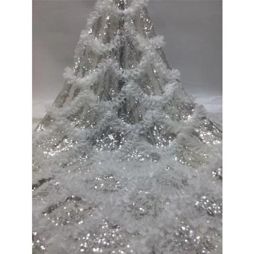 3D Material 8JRB-120402 Nigerian Lace Fabric Top Sale Fashion Embroidery Tulle French Material for Wedding or Party Show Dress