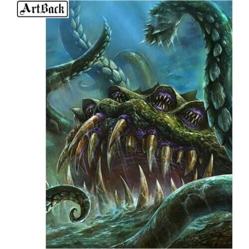 5d diamond painting monster diy 3d diamond mosaic art rhinestone crafts diamond embroidery landscape home decoration