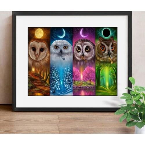 5D DIY Diamond Painting Owl Full Square Diamond Embroidery Animal Cross Stitch Picture Rhinestones Mosaic Home Decor Gift