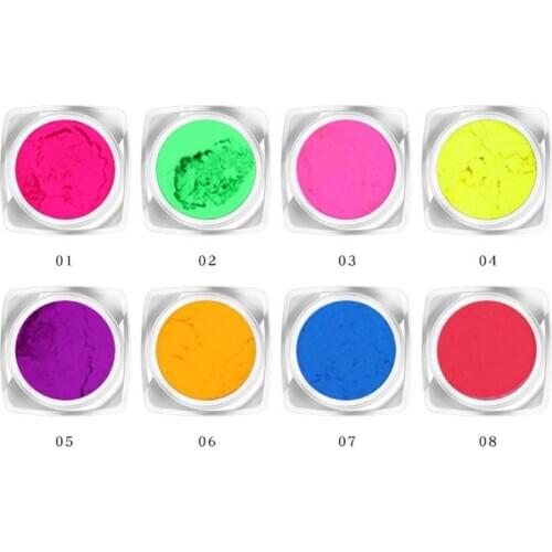 8Pcs Fluorescent UV Pigment Powder Black Light Reactive Luminous Glow in the Dark Resin Pigment Kit Jewerly Making Tool