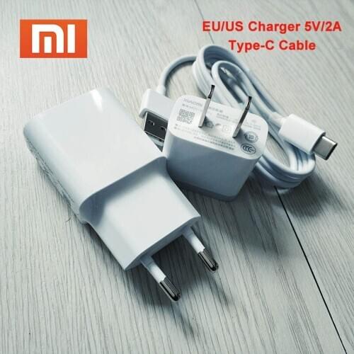 XIAOMI charger adapter 5V2A EU/US plug Travel phone charger Type C data cable For Xiaomi Mi 9 9T CC9 8 SE 5 6 A1 A3 A2 Note 2 3