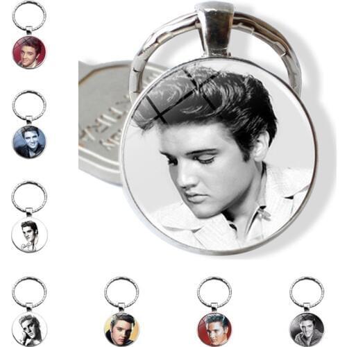 Elvis Presley Photo Glass Cabochon Keychain Pendant Fashion Jewelry Accessories Metal Keychain Rings Keyholder