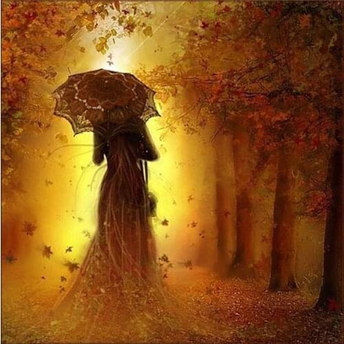 Hot Sale 100% Full Round Diamond Embroidery 30*30 High quality DIY Cross Stitch Embroidery Of Rhinestones Romantic Girl Shadow