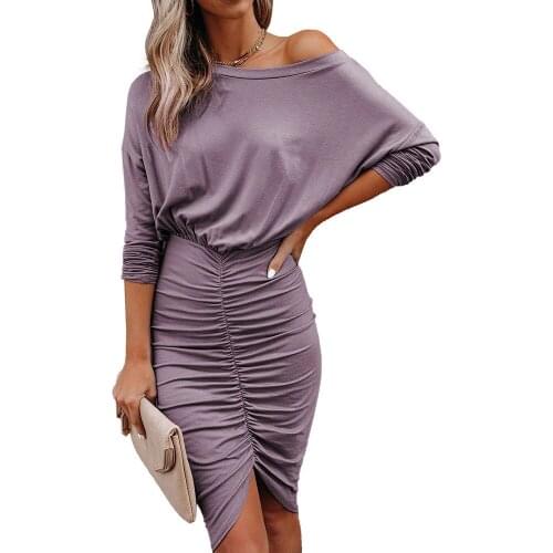 Black Elegant Women Mini Dresses for Part 2021 Off Shoulder Short Sleeve Purple Bodycon Dress Female Clothing Corset Dress Long