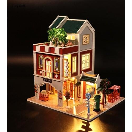 Wooden House Diy DIY House Toy Creative Gifts Birthday Present Lingnan Characteristic Building Guangzhou Arcade