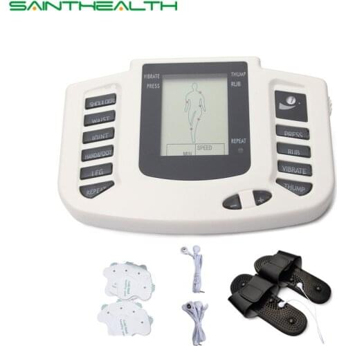 New Russian button Electrical Muscle Stimulator Body Relax Muscle Massager Pulse Tens Acupuncture Therapy Slipper+8 Pads+box