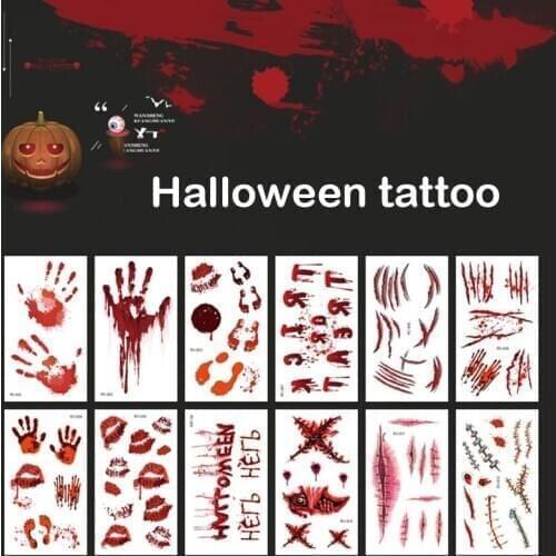 Halloween tattoo sticker Waterproof Scar tattoo stick vivid wounds bloodstains pattern body temporary tattoo sticker RA033