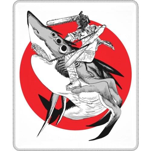 Shark And Denji Cool Mouse Pad Chainsaw Man Manga Devil Makima Anime Mat Pads Natural Rubber PC Table Decoration Cover