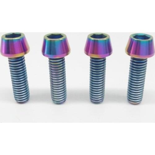 M6x20mm Rainbow Titanium Ti Hex Allen Tapered Disc Brake Bolt Bicycle Screw Finish 4pcs/lot