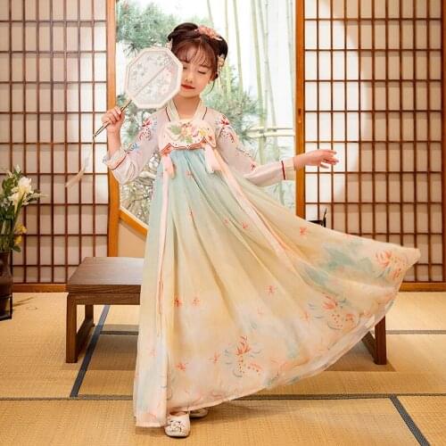 XinHuaEase New Traditional Chinese Style Girls' Hanfu Childrens Dance Costumes Stage Dresses Kids Tang Dynasty Ancient Clothes