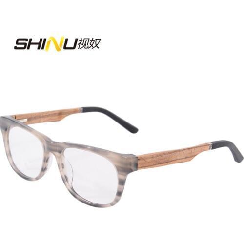 Blue Ray Blocking Computer Goggle Women Men Progressive Multifocal Reading Glasses Acetate Frame Wood Legs Farsighted Eyeglasses
