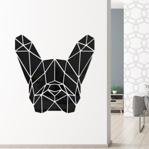 Custom French Bulldog Shaped Acrylic Mirrored Wall Stickers Puppy Pet 3D Art Decal Dog Shop Decor