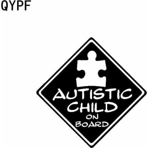 QYPF 15.2CM*15.2CM AUTISTIC CHILD ON BOARD Motorcycle Car Black And Silver Sticker Decal C14-0192