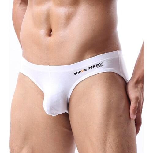 BRAVE PERSON Sexy Men Underwear Briefs U convex Big Penis Pouch Design Men Cotton Briefs for Man Bikini escritos de los hombres