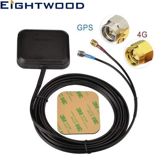 Eightwood Car GPS + 4G LTE Antenna SMA Male for GPS BEIDOU Navigation Head Unit Car Telematics Mobile Cell Phone Booster System