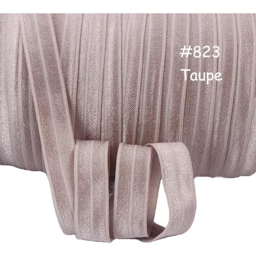 Taupe) Custom colored solid fold over elastic ribbons for adult hair ties