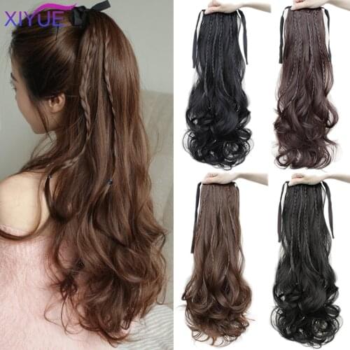 XIYUE Synthetic Hair Fiber Heat-Resistant Curly Hair With Ponytail Fake Hair Chip-in Hair Extensions Pony Tail Wig With braids