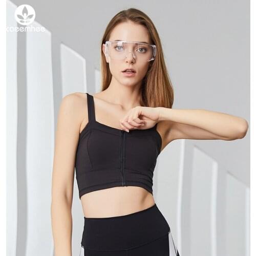 CAEEMHEE Front Zipper Sports Bra Women Underwear Push Up Yoga Crop Top Bras Solid Athletic Vest Gym Fitness Shirt Sportswear