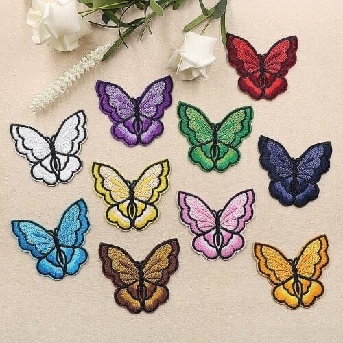 PGY Fine Wholesale Iron On Patches For Clothing Multicolor Butterfly Embroidery Patch Appliques Badge Stickers For Clothes