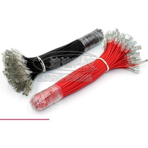 20pcs 6.3MM reed with a line / with insulation sheath / nose connection nose / cold wiring terminal female plug length 200MM