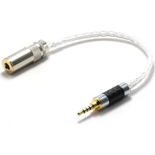 TRRS Silver plated 2.5mm Male to 4.4mm Balanced Female earphone Cable for PHA-3 Pono Player